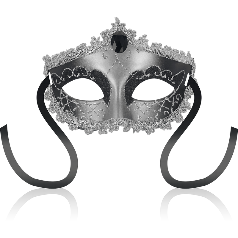 Masque OhMama Gris Noir – Style Vénitien avec Diamant