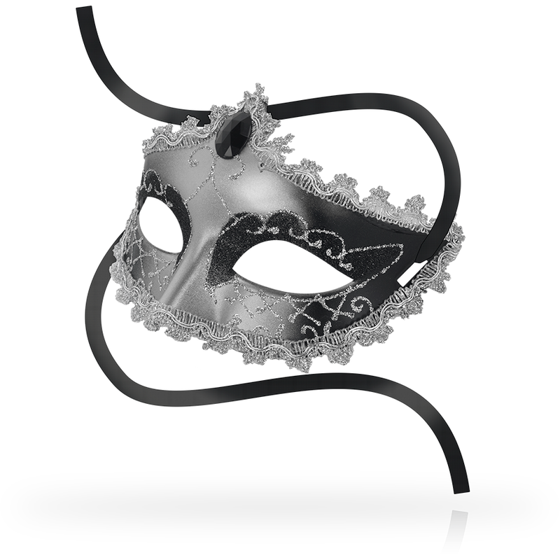 Masque OhMama Gris Noir – Style Vénitien avec Diamant