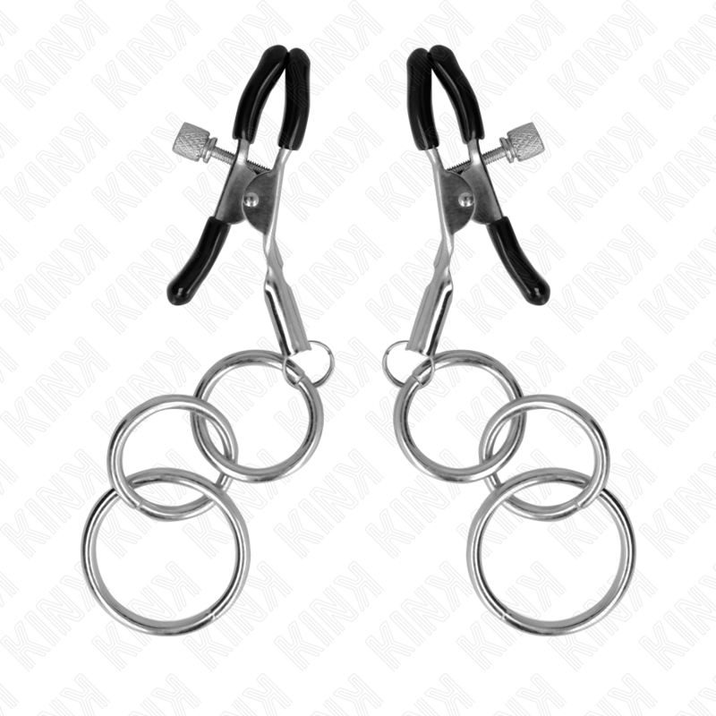 Pince à tétons 3 joints toriques 6 cm - Stimulation BDSM