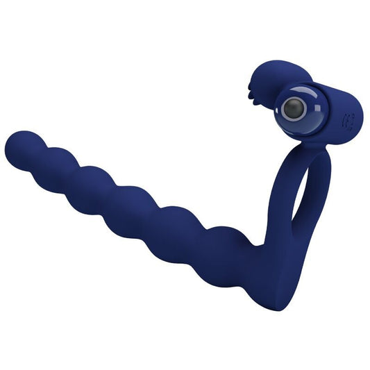 Anneau Vibrant avec Plug Bleu - 10 Fonctions & Plaisir Prolongé