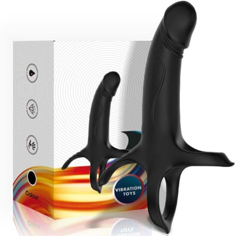 Gode avec Anneau et Vibrateur Noir en Silicone Médical