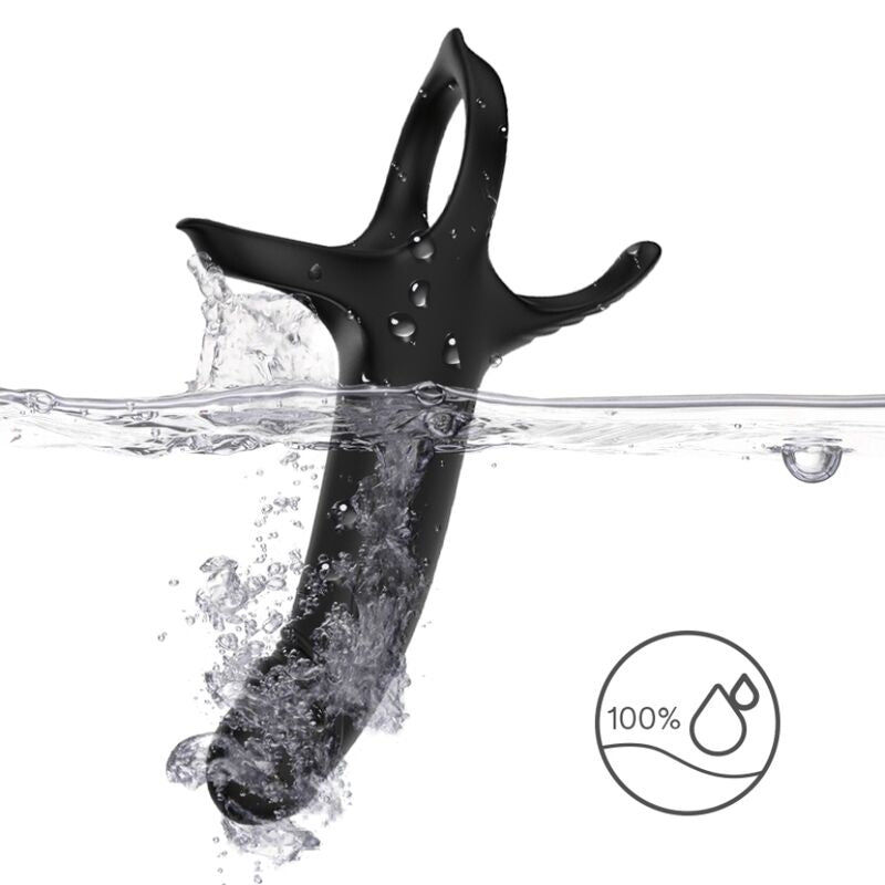 Gode avec Anneau et Vibrateur Noir en Silicone Médical